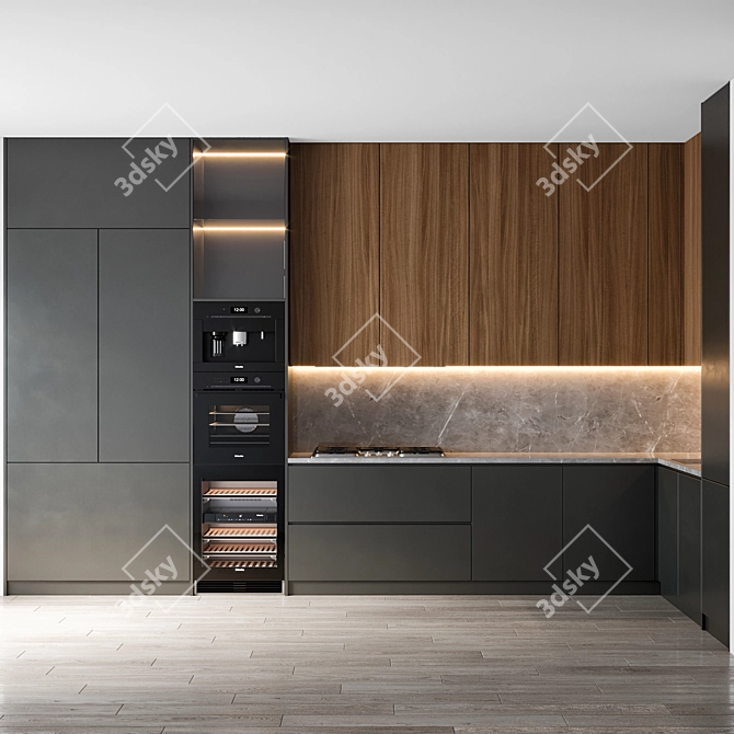  Modern Kitchen Setup with Miele & Brizo 3D model image 8