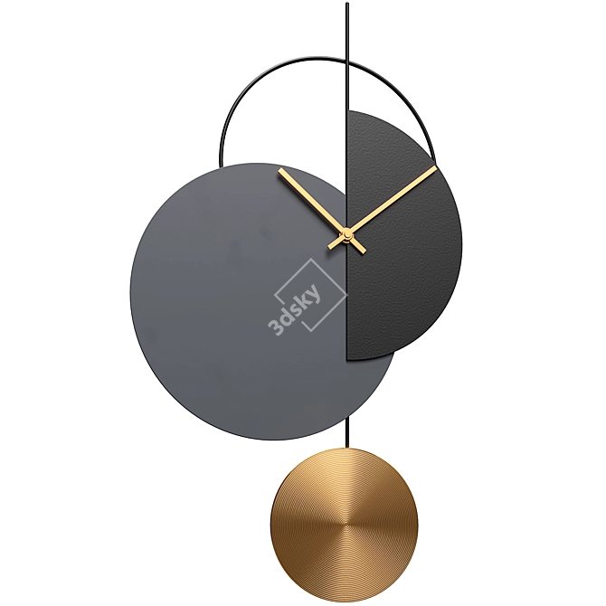 Levvy Pendulum Clock Brass Black 3D model image 1