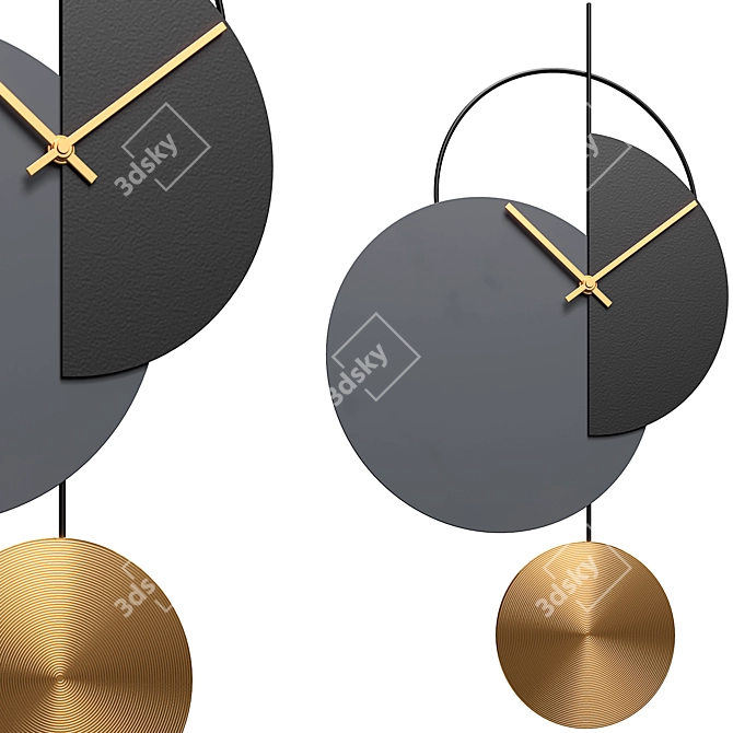 Levvy Pendulum Clock Brass Black 3D model image 2