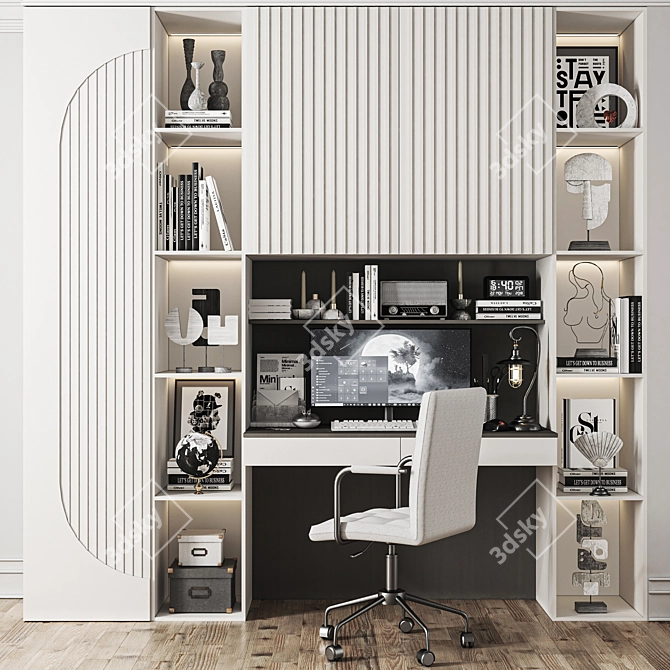 Office Set with Chair & Tech 3D model image 1