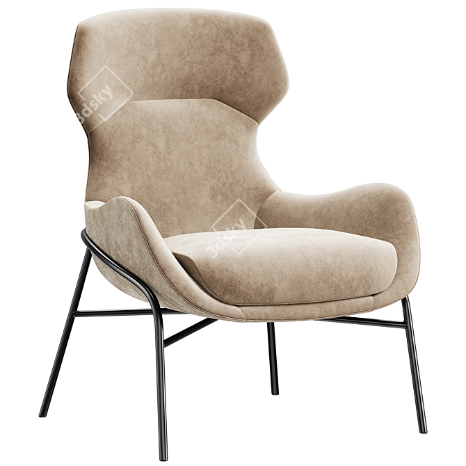 Sleek Brera Armchair, Modern Design 3D model image 1