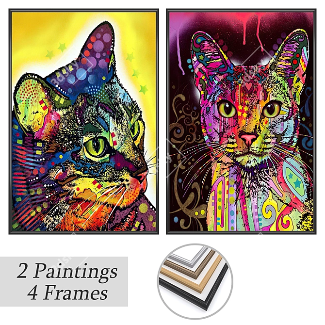 Wall Art Set with Frames 3D model image 1