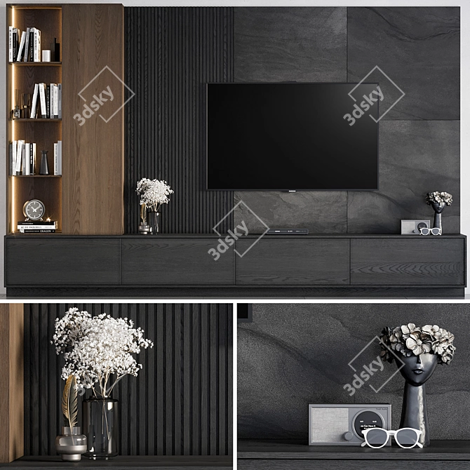 High-Quality TV Wall 14 3D model image 1