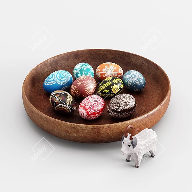 Folklore Easter Eggs Set 3D model image 1