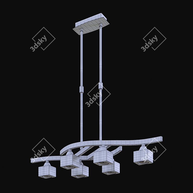 Modern Six-Light Living Room Chandelier 3D model image 3