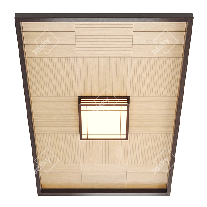 Japanese-Korean style ceiling with Tatami motif lamp 3D model image 5