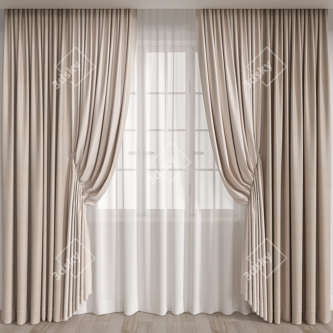 Elegant Curtain for 3D Rendering 3D model image 1