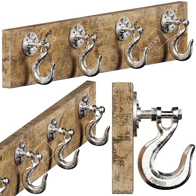 Rugged Chic Coat Hook Organizer 3D model image 1