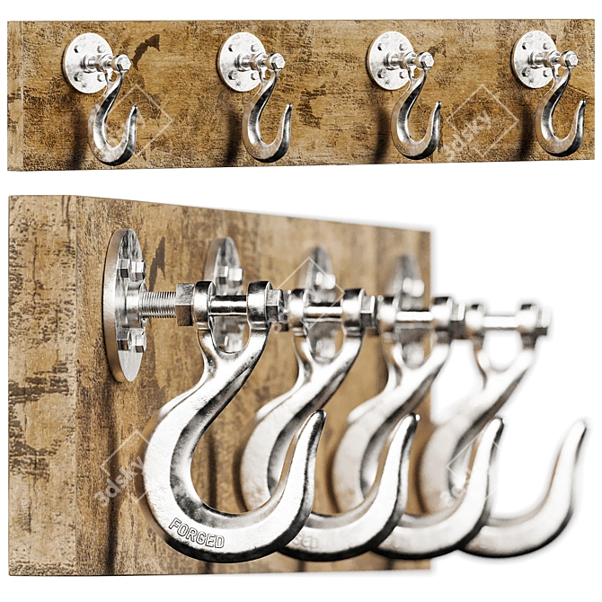 Rugged Chic Coat Hook Organizer 3D model image 2