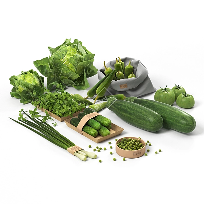 Green Veggie Variety Set: 3D 3D model image 2