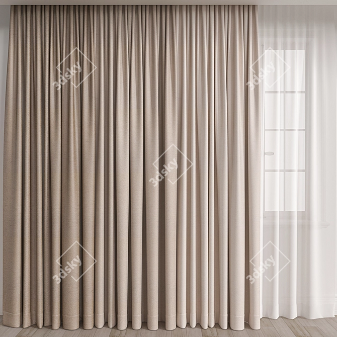 Versatile 3D Curtain Model Kit 3D model image 1