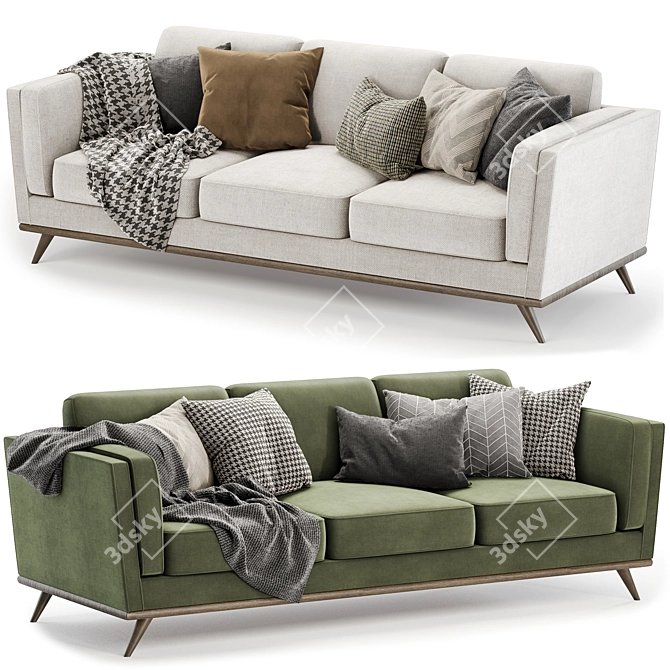 Sleek Timber Olio Sofa 3D model image 1