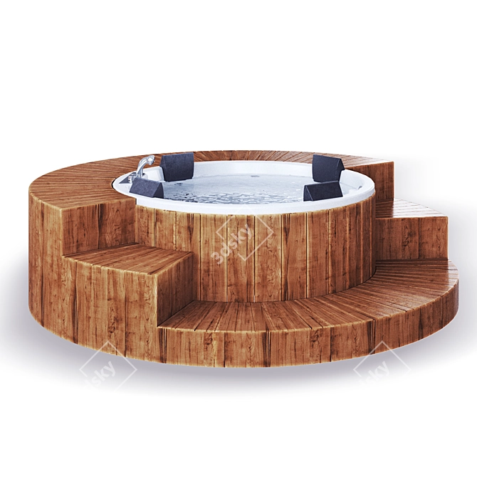 Luxury Round Jacuzzi Tub System 3D model image 2