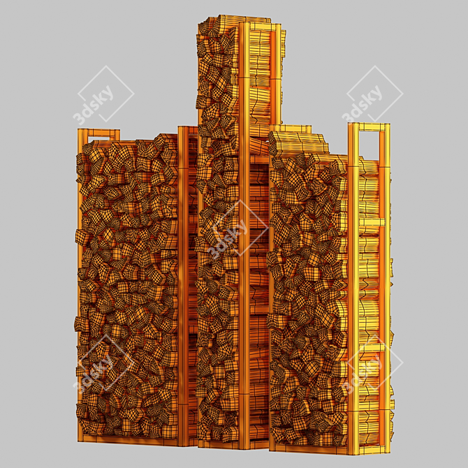 Rustic Firewood Decor Set 3D model image 1