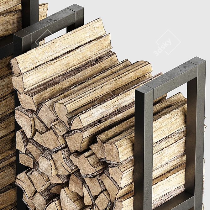 Rustic Firewood Decor Set 3D model image 2