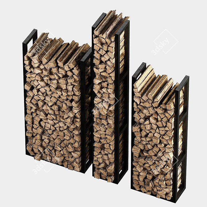 Rustic Firewood Decor Set 3D model image 3