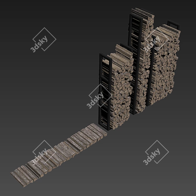 Rustic Firewood Decor Set 3D model image 6