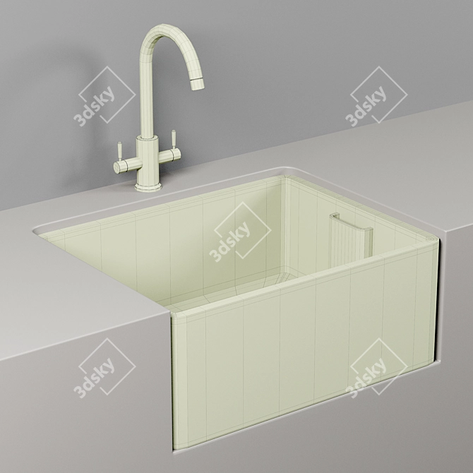 Elegant Rangemaster Black Ceramic Sink. 3D model image 2