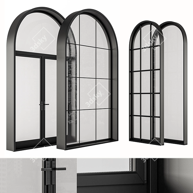  Contemporary Black Arched Windows 3D model image 1