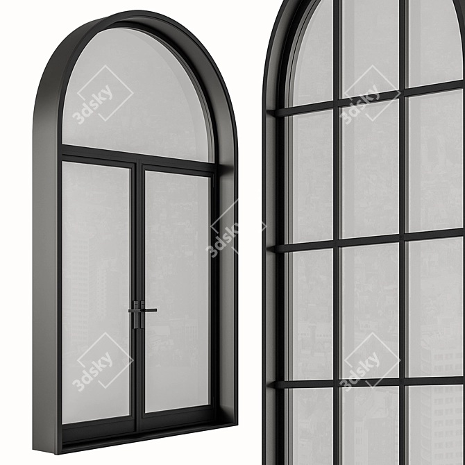  Contemporary Black Arched Windows 3D model image 3