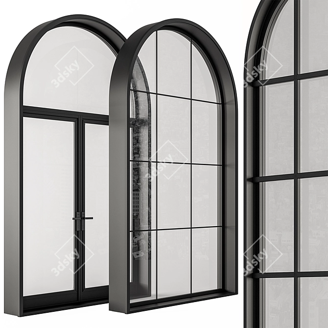  Contemporary Black Arched Windows 3D model image 5