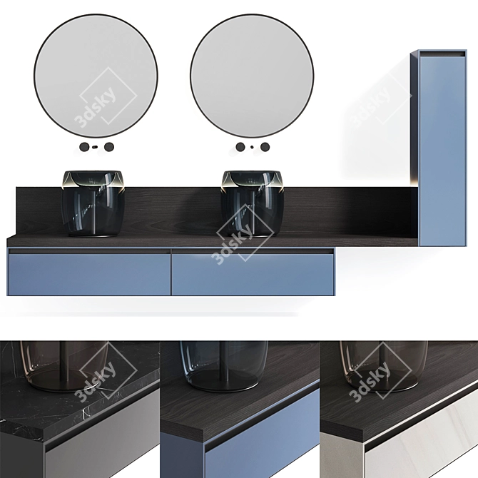 Modern Glass Bathroom Vanity Set 3D model image 1