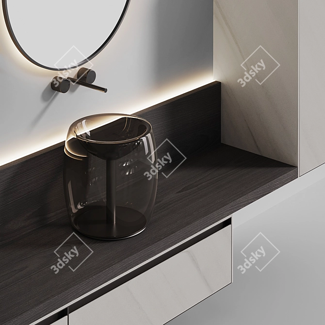 Modern Glass Bathroom Vanity Set 3D model image 2