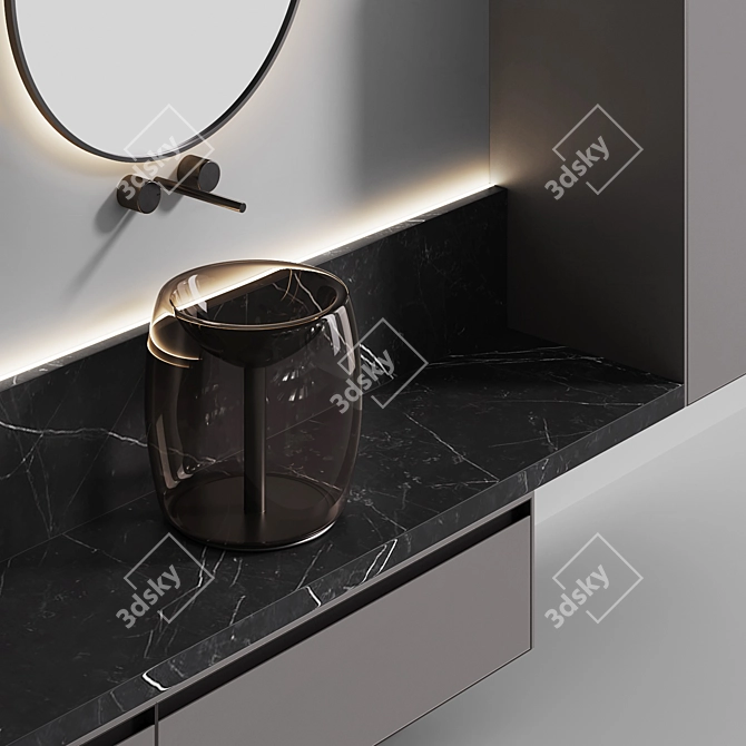 Modern Glass Bathroom Vanity Set 3D model image 3