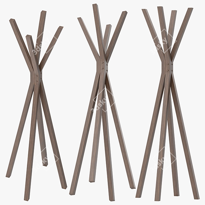 Modern Wall-Mounted Coat Rack 3D model image 5