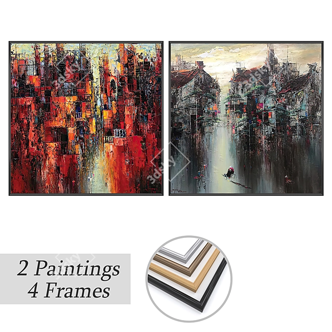 Art Prints Set with Frames 3D model image 1