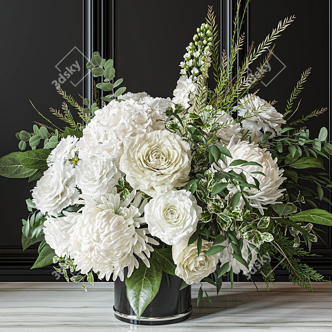 Elegant Floral Decor Set 3D model image 4