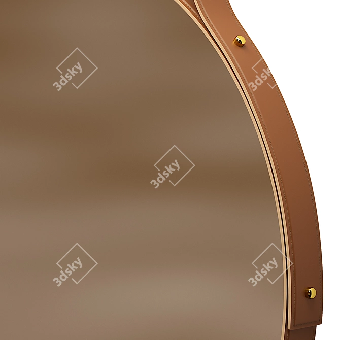 Modern Leather Framed Round Mirror 3D model image 3