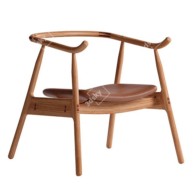 Elegant Freijó Wood Armchair 3D model image 1