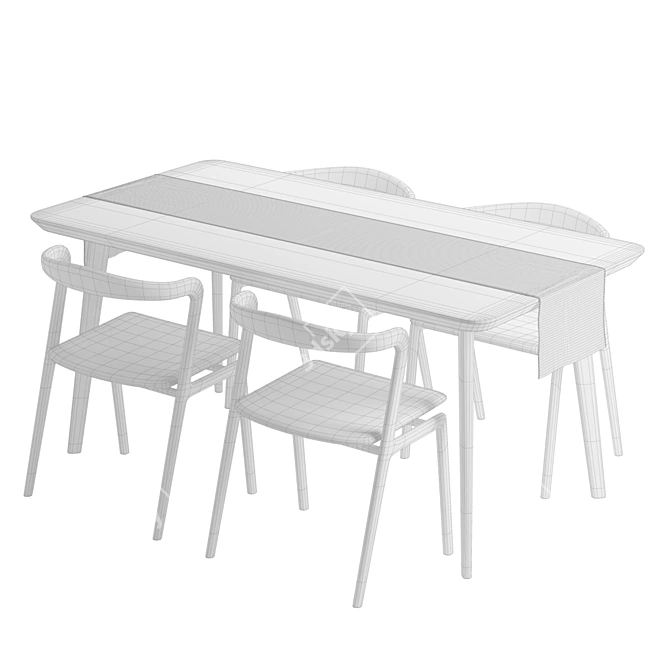 Solid Wood Otto Dining Set 3D model image 8