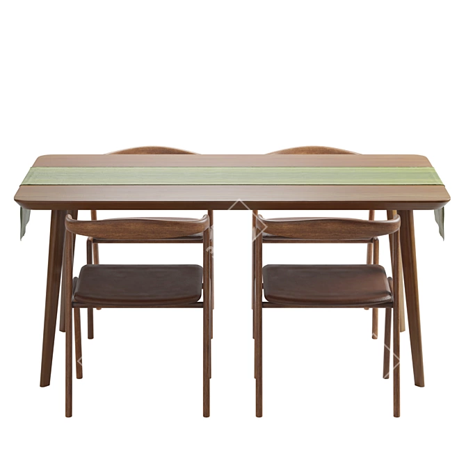 Solid Wood Otto Dining Set 3D model image 9