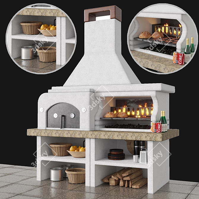 Outdoor Grill Island Model 3D model image 1