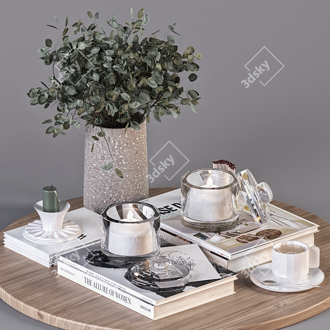 Branches & Book Coffee Table Decor 3D model image 1