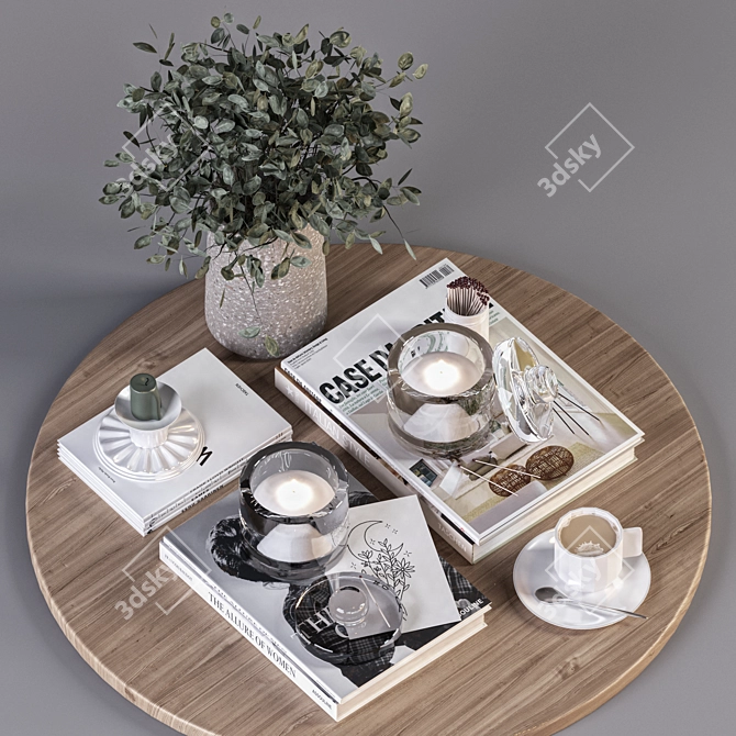 Branches & Book Coffee Table Decor 3D model image 2