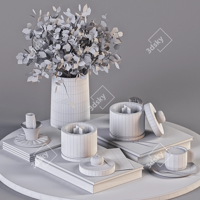 Branches & Book Coffee Table Decor 3D model image 4