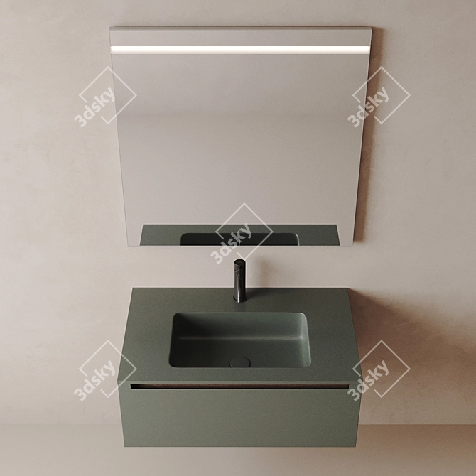 Modern Bathroom Vanity Set with Mirror 3D model image 3