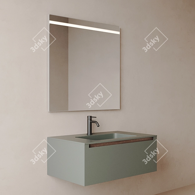 Modern Bathroom Vanity Set with Mirror 3D model image 4