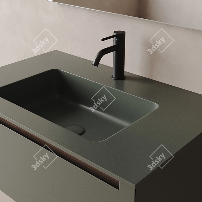 Modern Bathroom Vanity Set with Mirror 3D model image 5