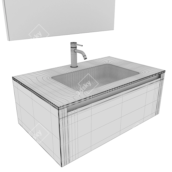 Modern Bathroom Vanity Set with Mirror 3D model image 6