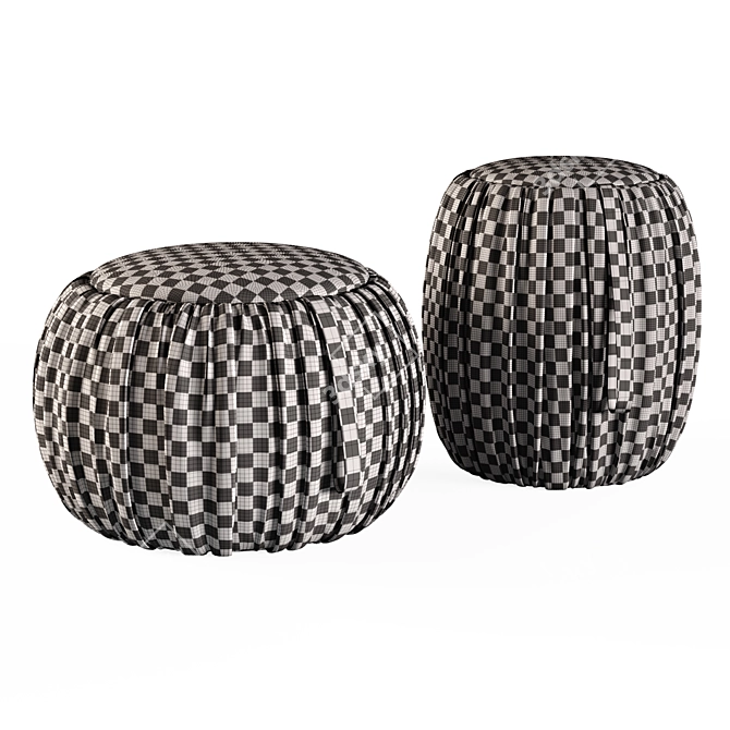 Luxury Fabric & Leather Poufs 3D model image 4