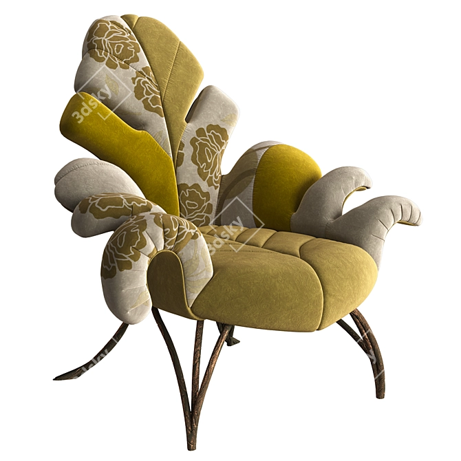 Patchwork Armchair in Verde Scuro 3D model image 1