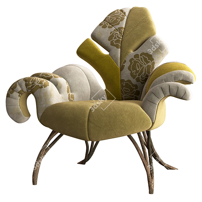 Patchwork Armchair in Verde Scuro 3D model image 2