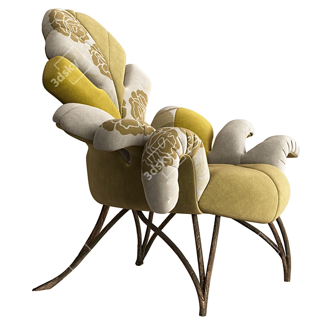 Patchwork Armchair in Verde Scuro 3D model image 3