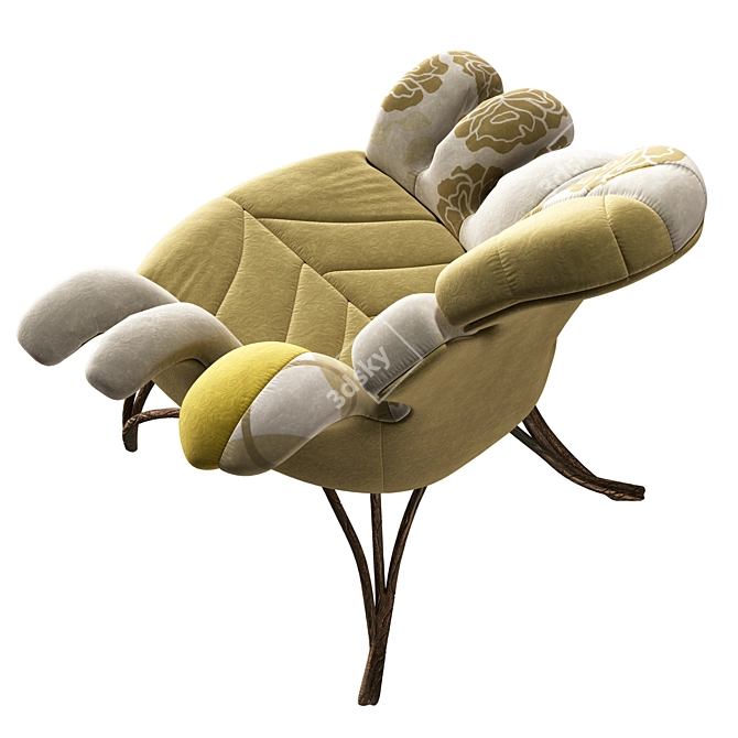 Patchwork Armchair in Verde Scuro 3D model image 4