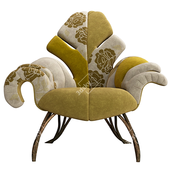 Patchwork Armchair in Verde Scuro 3D model image 5