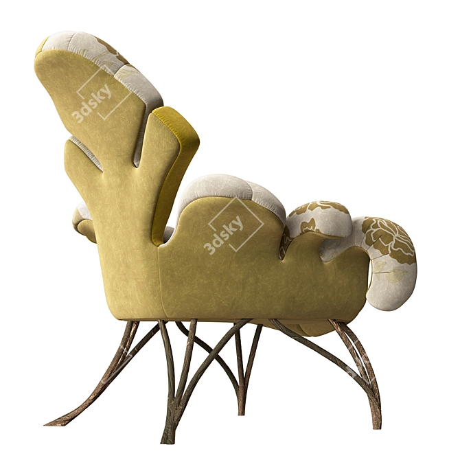 Patchwork Armchair in Verde Scuro 3D model image 6